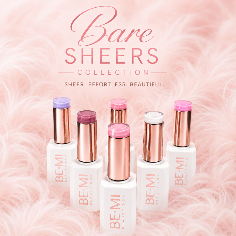 BEMI Bare Sheers collection with five gel polish bottles